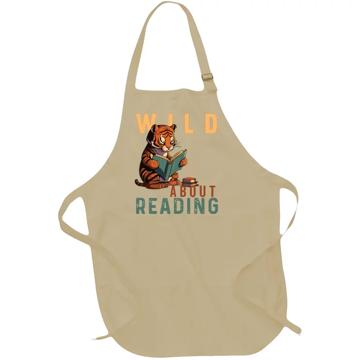 Wild About Reading Love Books Nerd Bookworm Librarian Full-Length Apron With Pocket