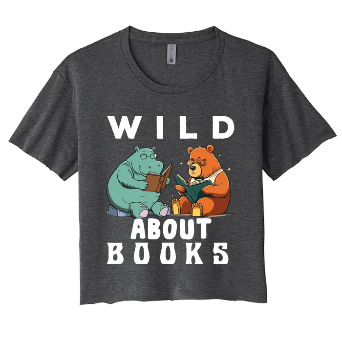 Wild About Reading Love Books Nerd Bookworm Librarian Women's Crop Top Tee