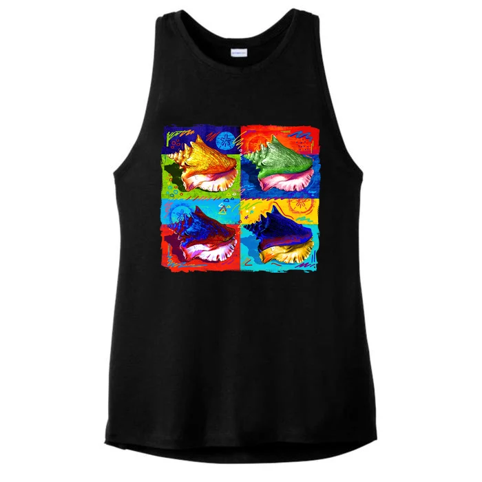 Warhol Conch Shells Ladies Tri-Blend Wicking Tank