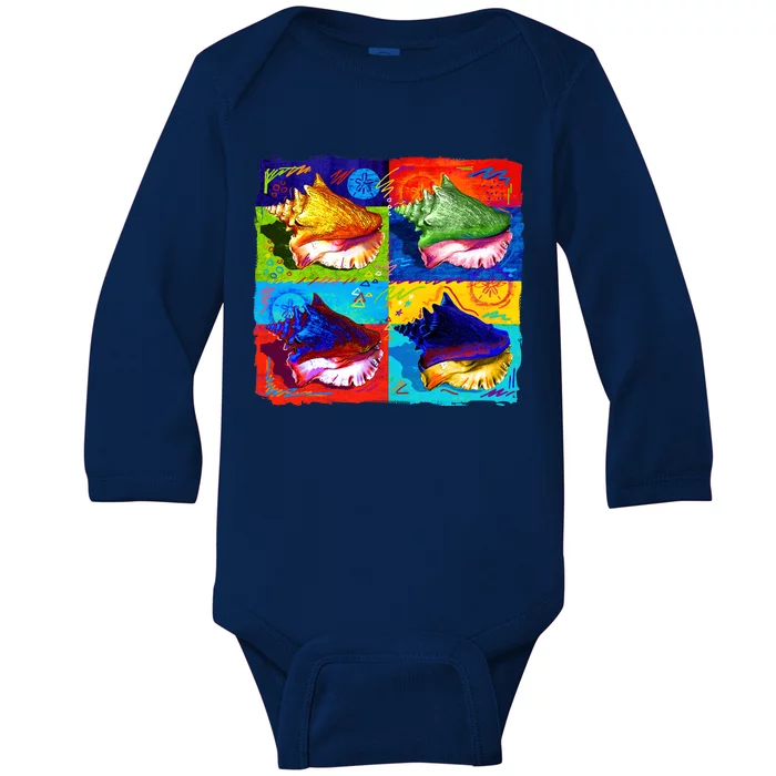 Warhol Conch Shells Baby Long Sleeve Bodysuit