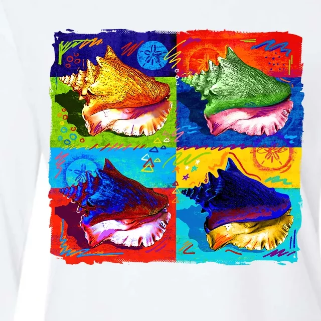 Warhol Conch Shells Womens Cotton Relaxed Long Sleeve T-Shirt