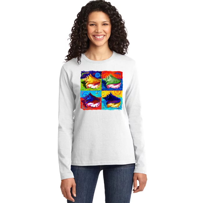 Warhol Conch Shells Ladies Long Sleeve Shirt