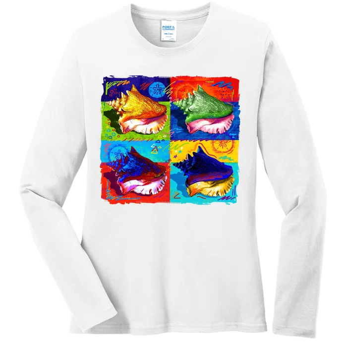 Warhol Conch Shells Ladies Long Sleeve Shirt