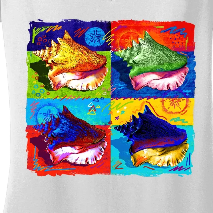 Warhol Conch Shells Women's V-Neck T-Shirt