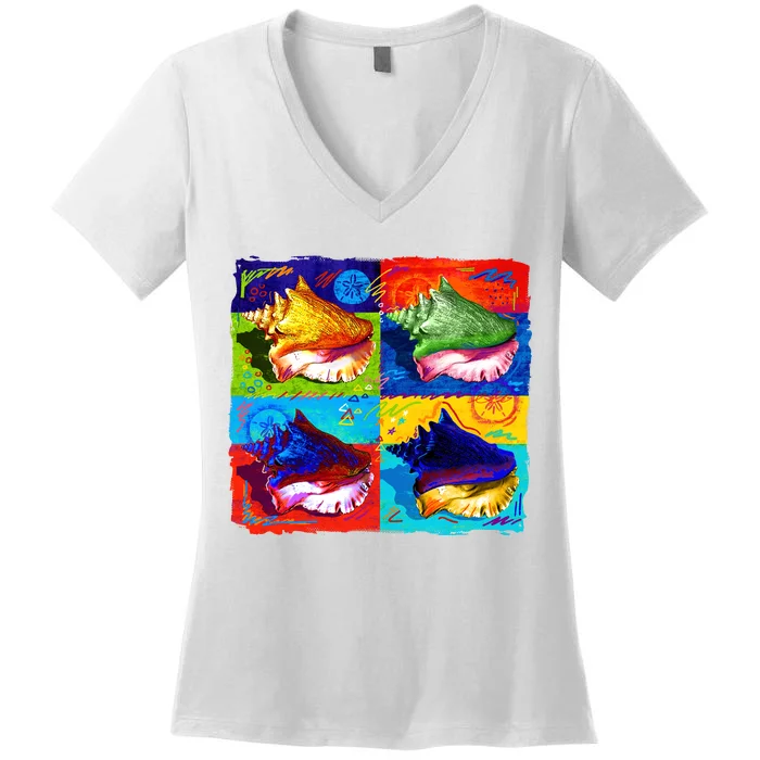 Warhol Conch Shells Women's V-Neck T-Shirt