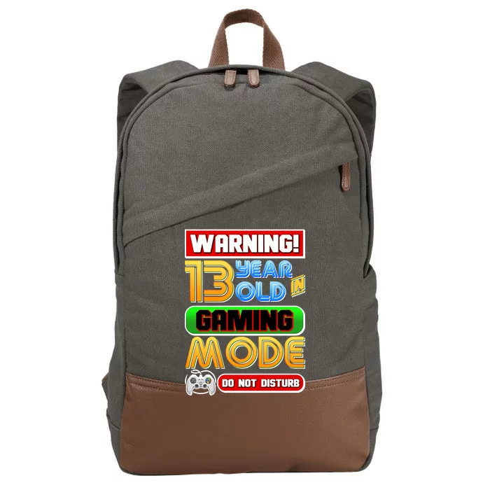 Warning 13 Year Old In Gaming Mode Birthday Cotton Canvas Backpack