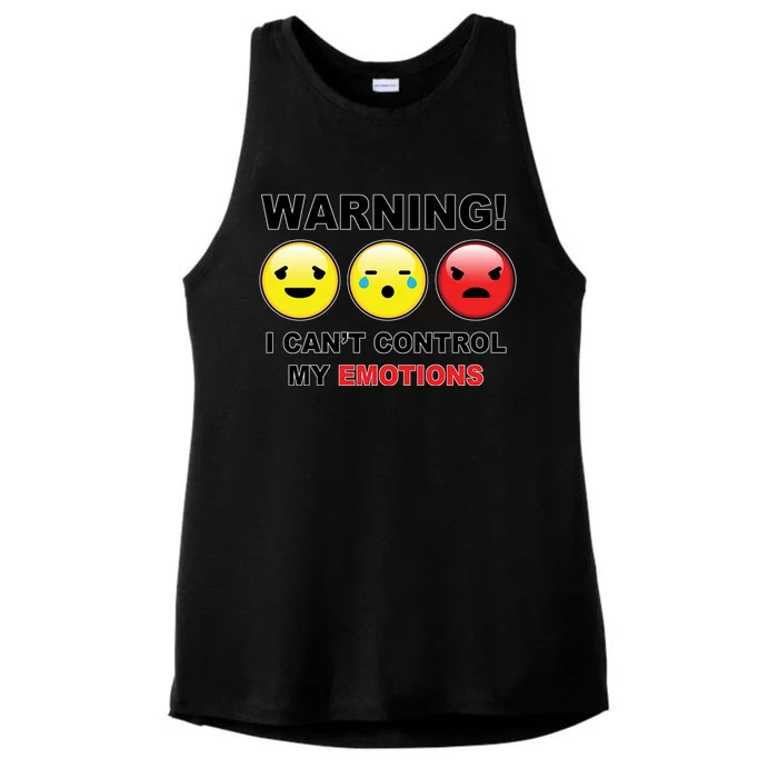 Warning Can't Control Emotions Emoji Face Ladies Tri-Blend Wicking Tank