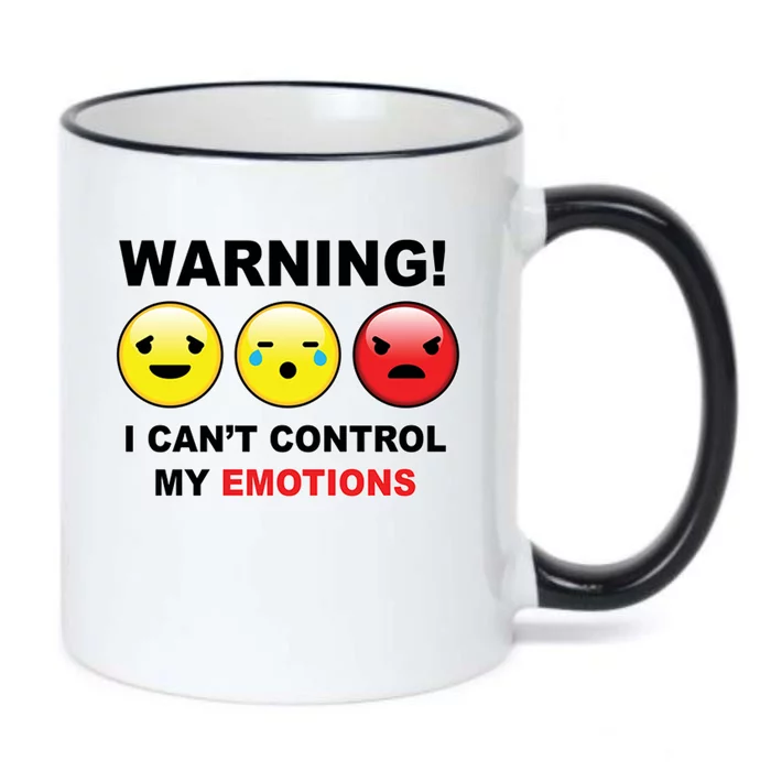 Warning Can't Control Emotions Emoji Face Black Color Changing Mug