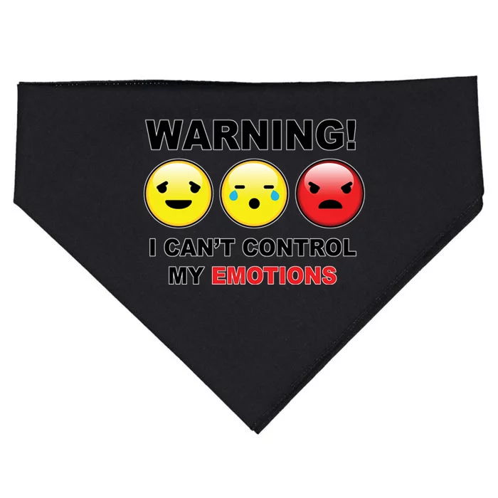 Warning Can't Control Emotions Emoji Face USA-Made Doggie Bandana