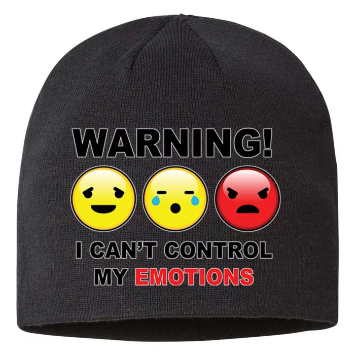 Warning Can't Control Emotions Emoji Face 8 1/2in Sustainable Knit Beanie