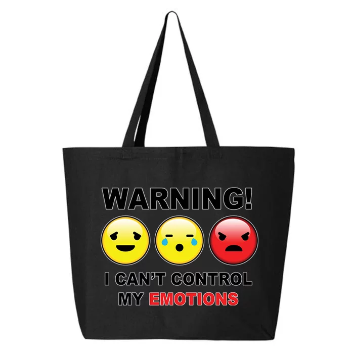 Warning Can't Control Emotions Emoji Face 25L Jumbo Tote