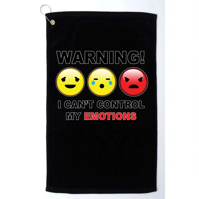 Warning Can't Control Emotions Emoji Face Platinum Collection Golf Towel