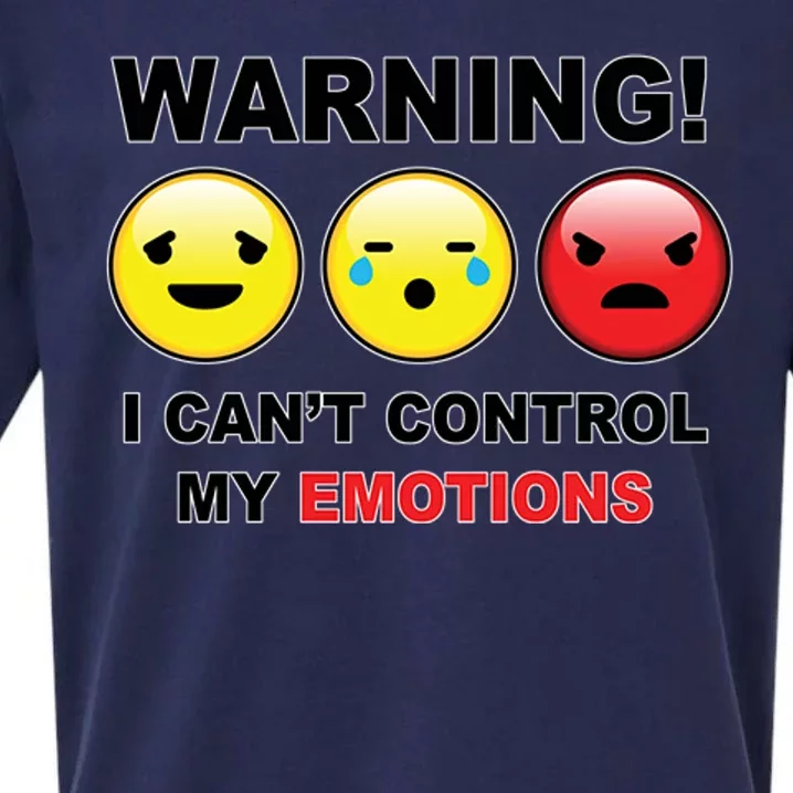 Warning Can't Control Emotions Emoji Face Sueded Cloud Jersey T-Shirt