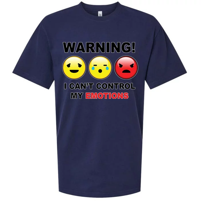 Warning Can't Control Emotions Emoji Face Sueded Cloud Jersey T-Shirt