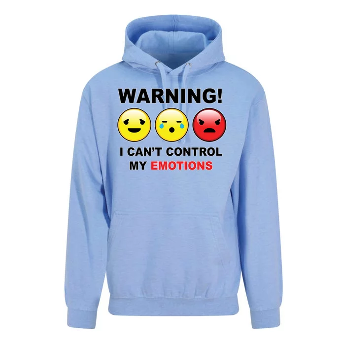 Warning Can't Control Emotions Emoji Face Unisex Surf Hoodie