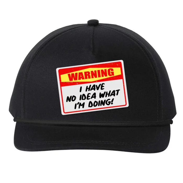 Warning I Have No Idea What I'm Doing Tag Sticker Snapback Five-Panel Rope Hat