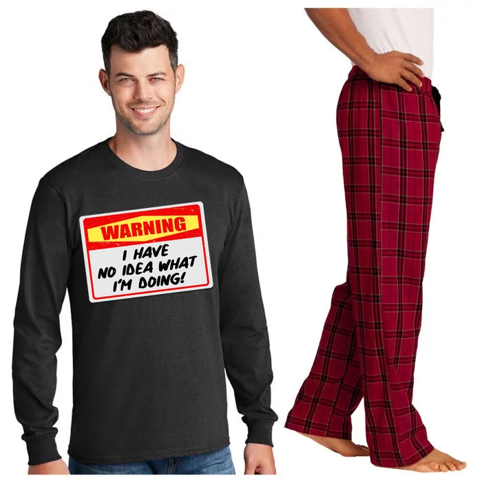 Warning I Have No Idea What I'm Doing Tag Sticker Long Sleeve Pajama Set