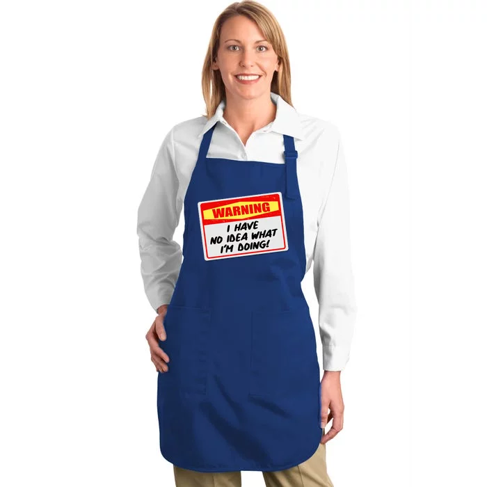 Warning I Have No Idea What I'm Doing Tag Sticker Full-Length Apron With Pocket