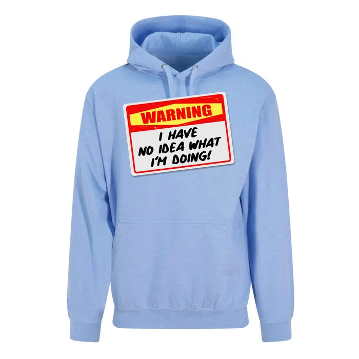 Warning I Have No Idea What I'm Doing Tag Sticker Unisex Surf Hoodie