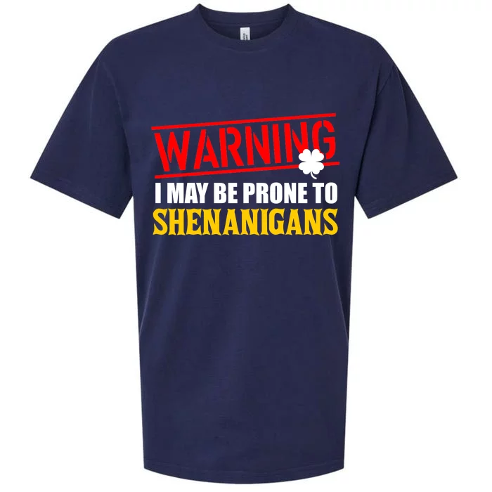 Warning I May Be Prone to Shenanigans St. Patrick's Day Clover Sueded Cloud Jersey T-Shirt