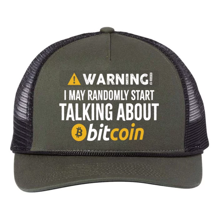 Warning I May Randomly Start Talking About Bitcoin Retro Rope Trucker Hat Cap