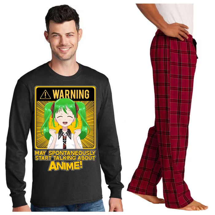 Warning May Spontaneously Start Talking About Anime Long Sleeve Pajama Set