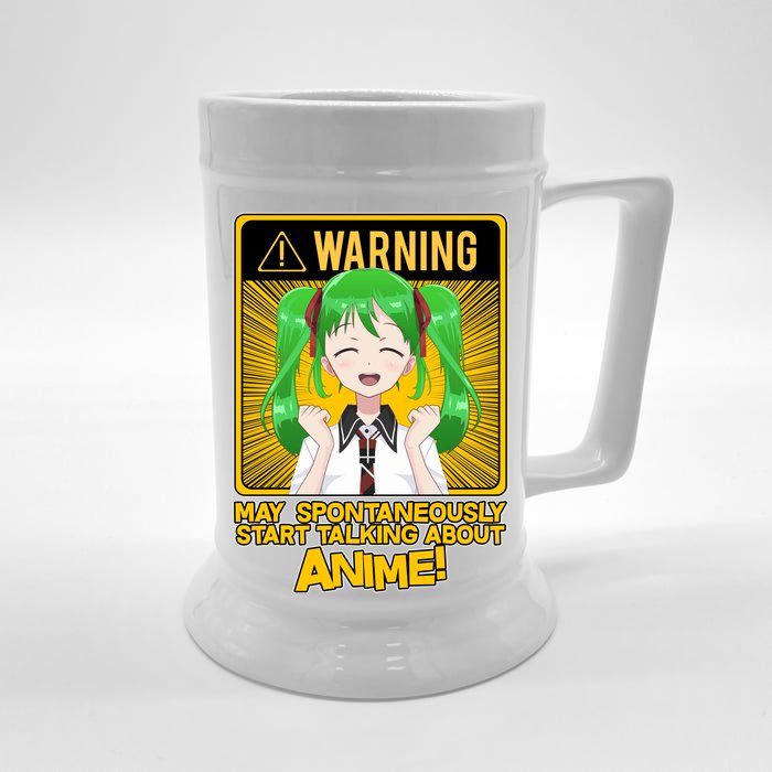 Warning May Spontaneously Start Talking About Anime Front & Back Beer Stein