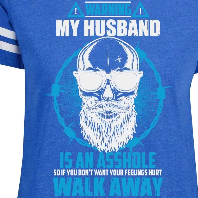 Warning My Husband Is An Asshole Walk Away Enza Ladies Jersey Football T-Shirt