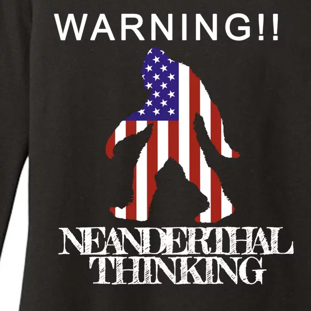 Warning Neanderthal Thinking Bigfoot Womens CVC Long Sleeve Shirt