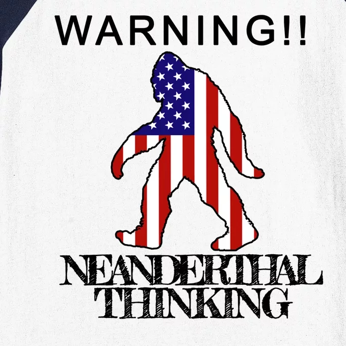 Warning Neanderthal Thinking Bigfoot Baseball Sleeve Shirt