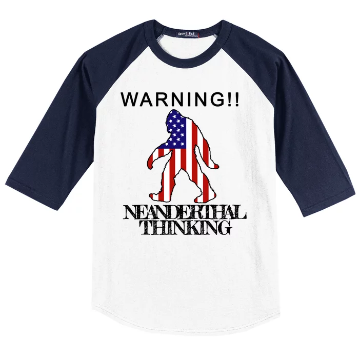 Warning Neanderthal Thinking Bigfoot Baseball Sleeve Shirt