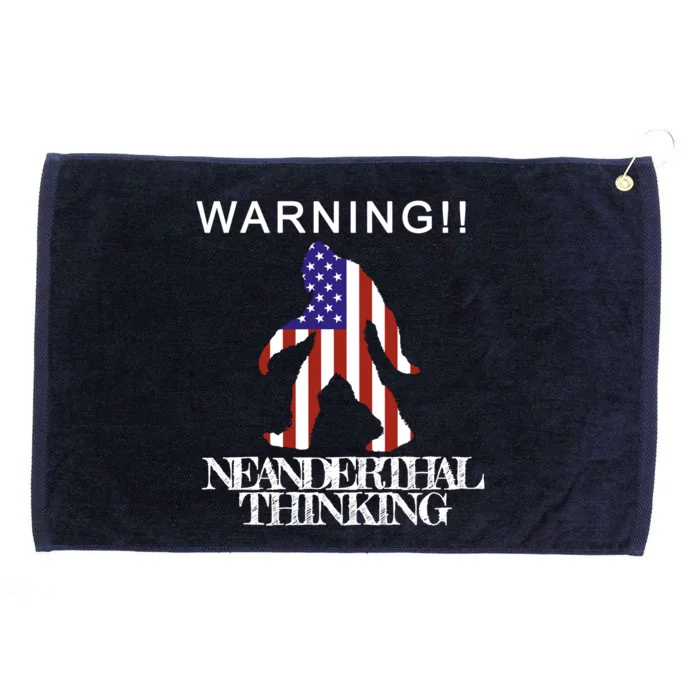 Warning Neanderthal Thinking Bigfoot Grommeted Golf Towel