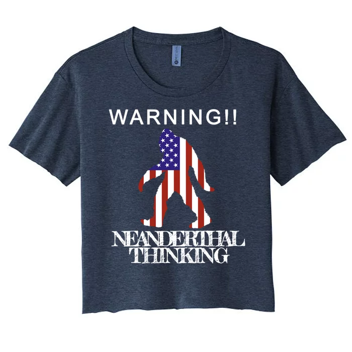 Warning Neanderthal Thinking Bigfoot Women's Crop Top Tee