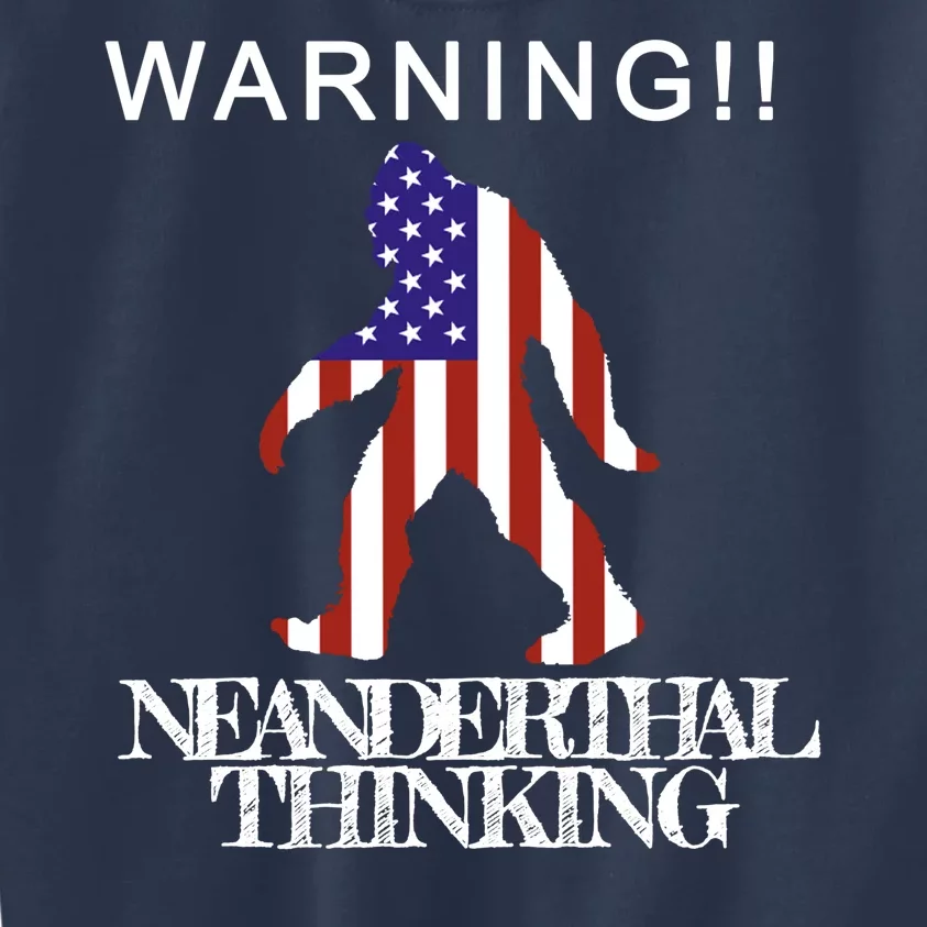 Warning Neanderthal Thinking Bigfoot Kids Sweatshirt