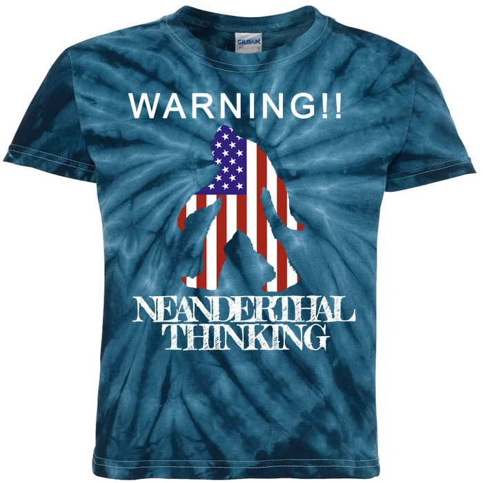 Warning Neanderthal Thinking Bigfoot Kids Tie-Dye T-Shirt