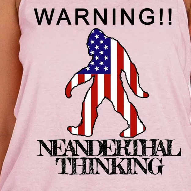 Warning Neanderthal Thinking Bigfoot Women's Knotted Racerback Tank