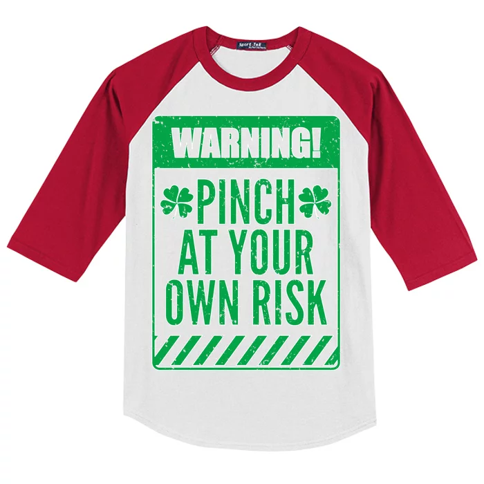 Warning Pinch At Your Own Risk Kids Colorblock Raglan Jersey