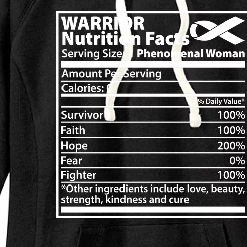 Warrior Nutrition Facts Serving Size 1 Phenomenal Woman Women's Fleece Hoodie