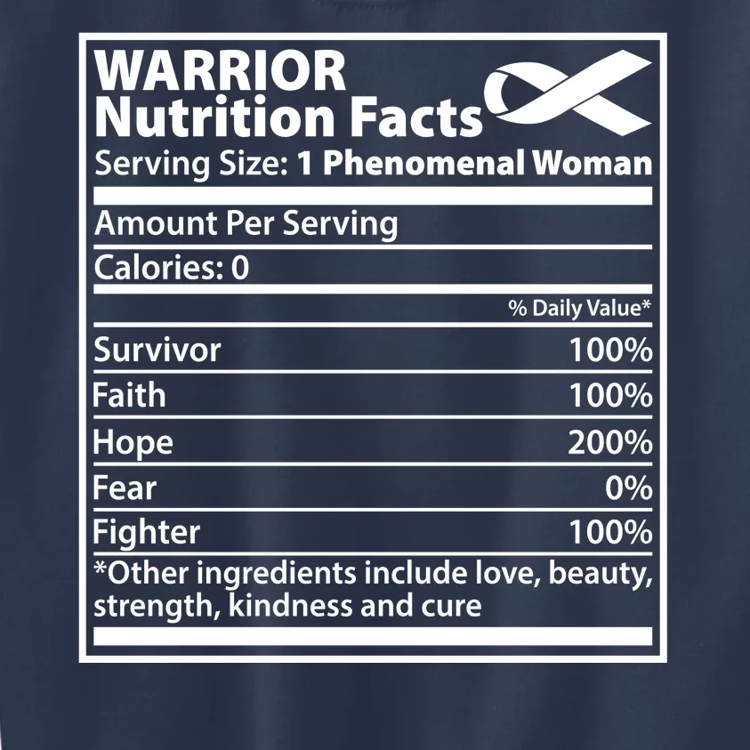 Warrior Nutrition Facts Serving Size 1 Phenomenal Woman Kids Sweatshirt