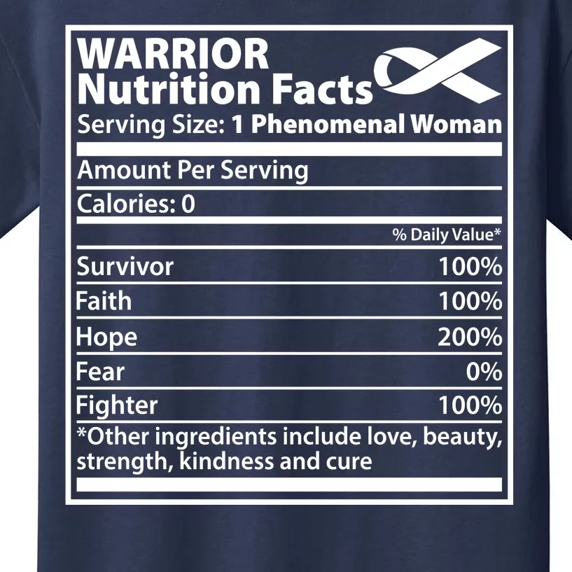 Warrior Nutrition Facts Serving Size 1 Phenomenal Woman Kids T-Shirt