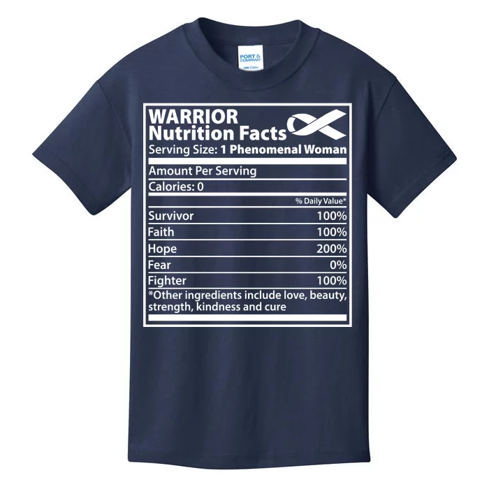 Warrior Nutrition Facts Serving Size 1 Phenomenal Woman Kids T-Shirt