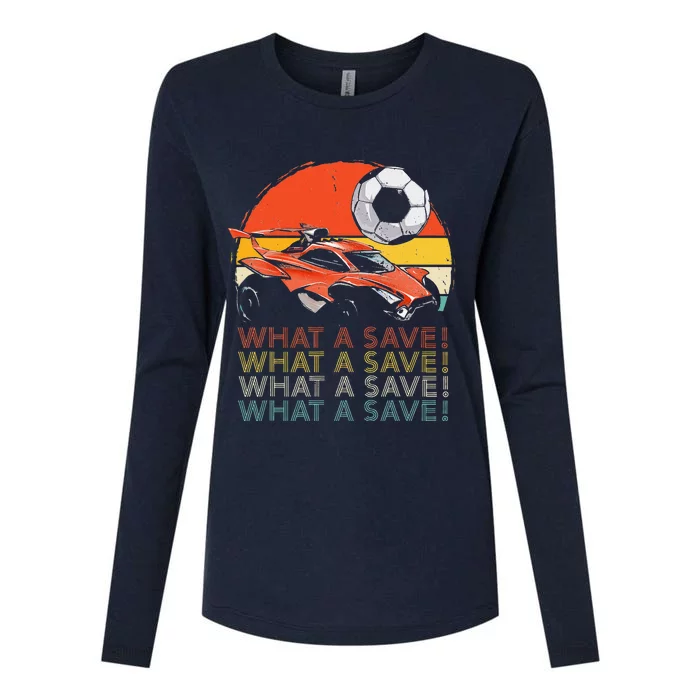 What a save Vintage Retro Rocket Soccer Car Womens Cotton Relaxed Long Sleeve T-Shirt