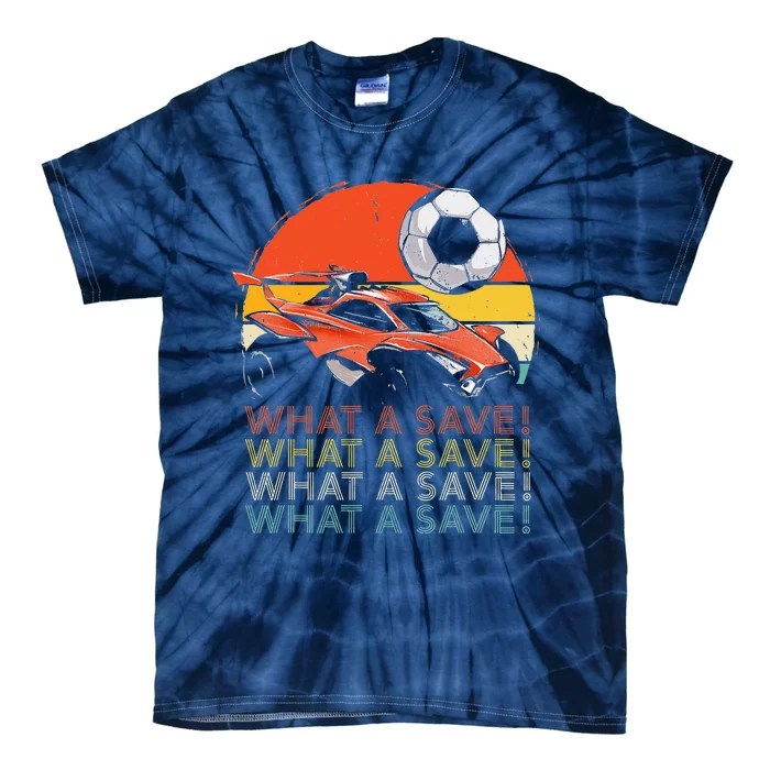 What a save Vintage Retro Rocket Soccer Car Tie-Dye T-Shirt