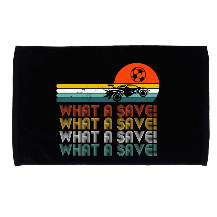 What A Save Vintage Retro Rocket Soccer Car League Microfiber Hand Towel