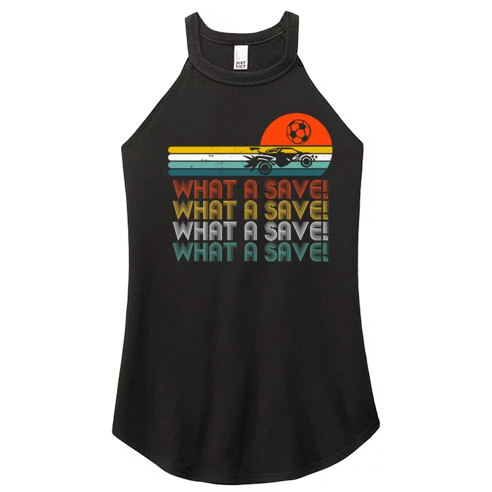 What A Save Vintage Retro Rocket Soccer Car League Women’s Perfect Tri Rocker Tank