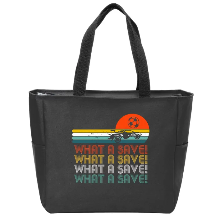 What A Save Vintage Retro Rocket Soccer Car League Zip Tote Bag