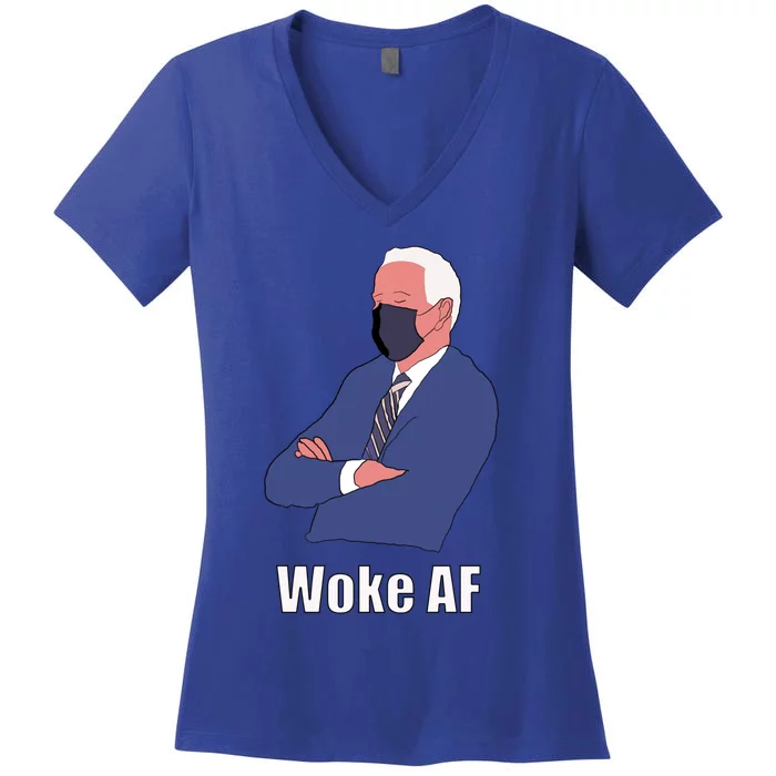 Woke Af Sleeping Joe Biden Sleepy Boi President Meaningful Gift Women's V-Neck T-Shirt