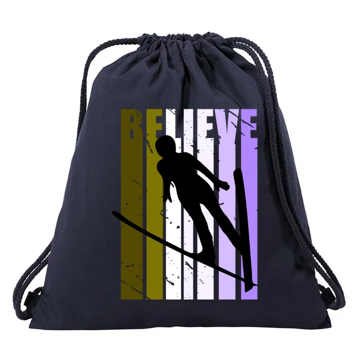 Wo Alpine Ski Jump Jumping Female Skier Skiing Jumper Meaningful Gift Drawstring Bag