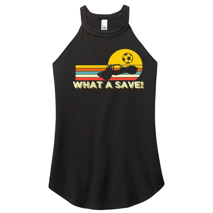 What a save Vintage Retro Rocket Soccer Car League Women’s Perfect Tri Rocker Tank