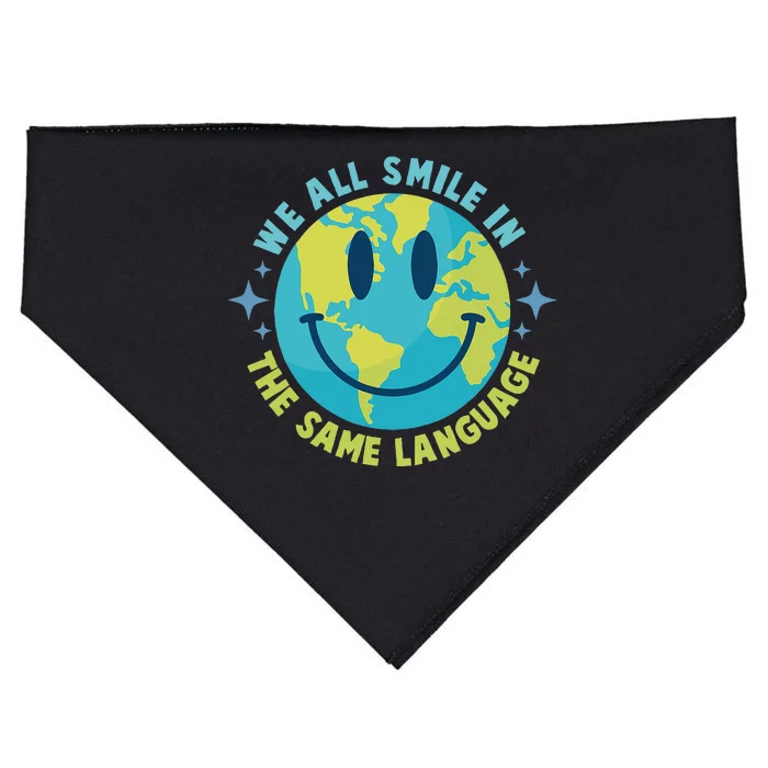 We All Smile In The Same Language Funny Esl Teacher USA-Made Doggie Bandana